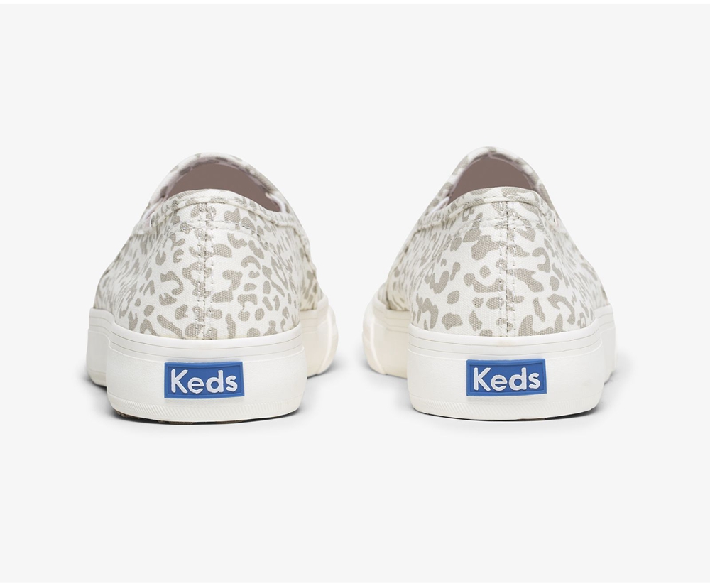 Keds Womens Slip Ons White - Double Decker Animal - 821KPZVXT